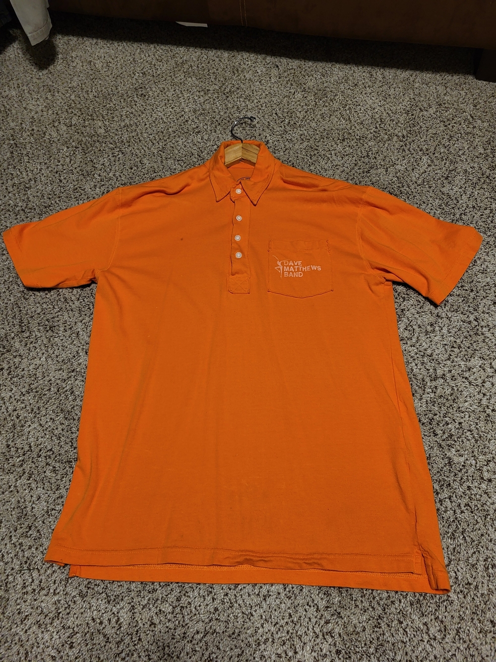 Sportiqe Dave Matthews Band DMB Polo Shirt Orange Men's Large Short Sleeve Pocke
